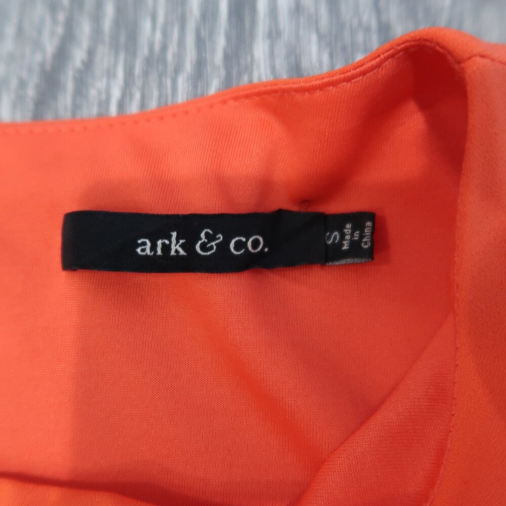 Ark & Co Dress Womens S Midi Flutter Sleeves Shift Cocktail Wedding Party Orange - Picture 10 of 14